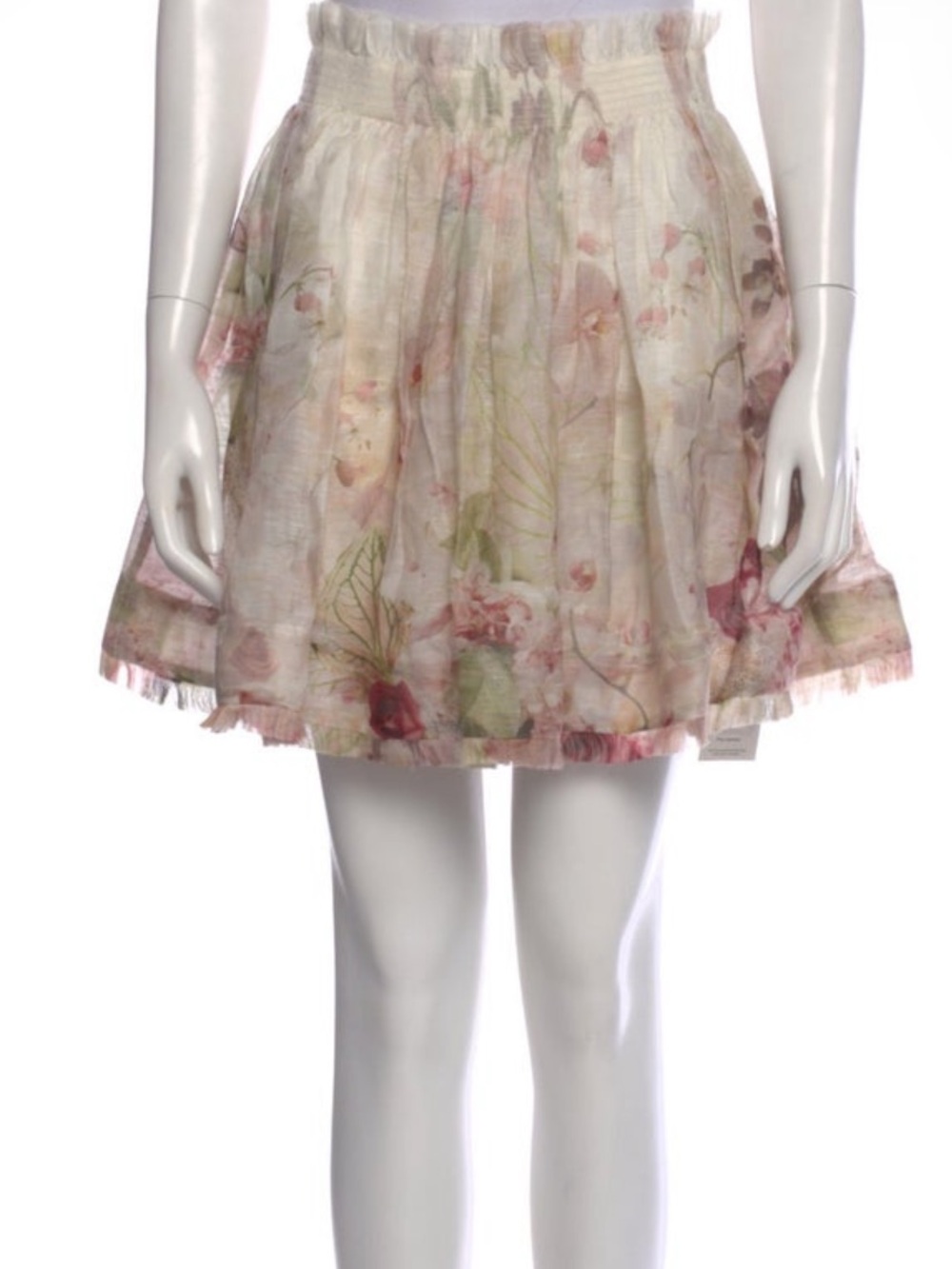 Zimmermann Beige Floral Pleated Skirt